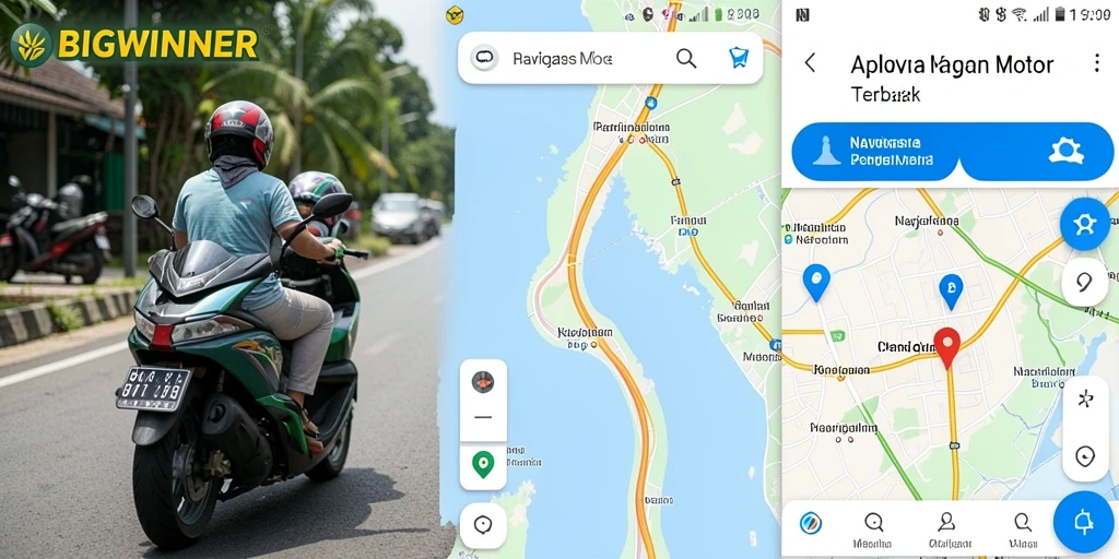 Antarmuka aplikasi BIGWINNER dengan navigasi motor yang membantu.