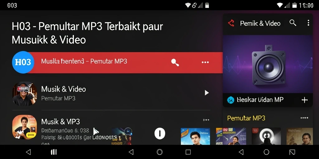 Tampilan antarmuka H03 yang menarik untuk Pemutar MP3.