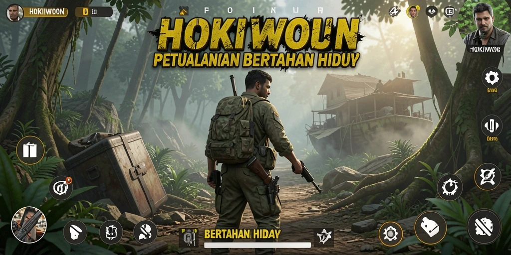 Antarmuka HOKIWON yang menarik dengan elemen bertahan hidup.