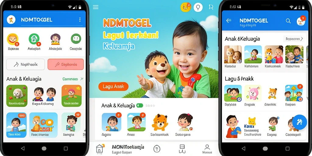 Screenshot antarmuka NDMTOGEL menampilkan berbagai pilihan lagu anak.