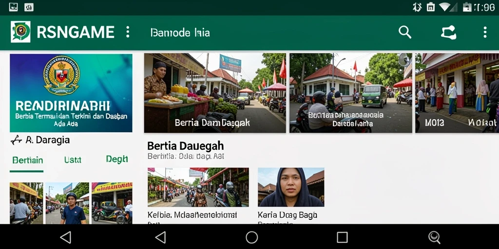 Antarmuka utama RSNGAME menampilkan berita daerah terkini.