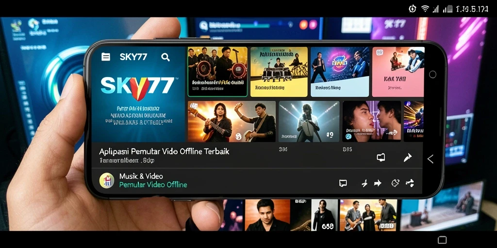 Antarmuka pengguna SKY77 untuk pemutar video offline yang ramah pengguna.