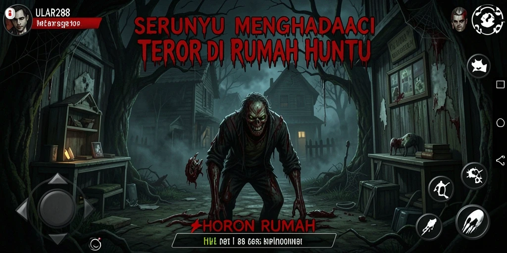 Tampilan antarmuka ULAR288 menampilkan suasana rumah hantu yang mencekam.