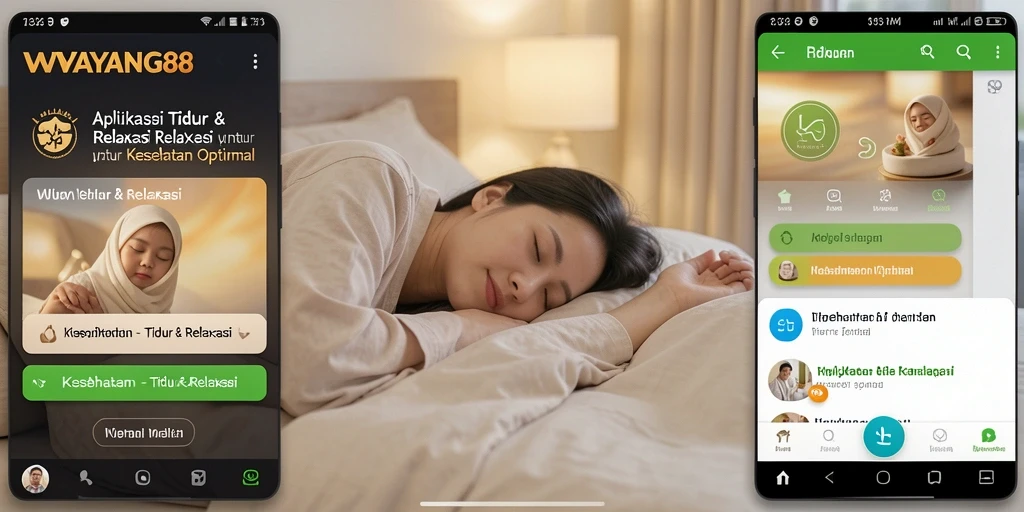 Antarmuka aplikasi WAYANG88 dengan berbagai fitur Tidur & Relaksasi.
